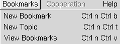 Bookmark menu in the menu bar