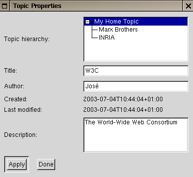 Topic Properties Widget