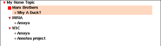 Selecting a topic and its entries